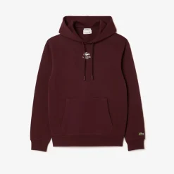 Lacoste Print Hoodie in red maroon