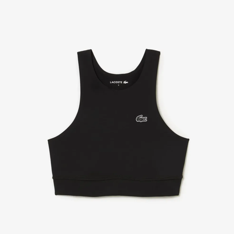 Lacoste Quick-Dry Recycled Polyamide Stretch Bra in Black