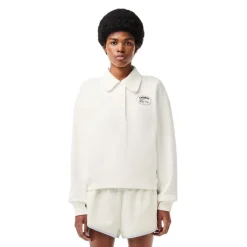 Lacoste Relaxed Fit Long Sleeve Sweatshirt in Cream