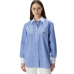 Lacoste Relaxed Fit Long Sleeve Shirt in Blue