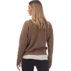 Lacoste Relaxed Fit V-Neck Wool Cardigan in Brown