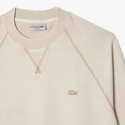 Lacoste Round Neck Organic Cotton Sweatshirt in Beige