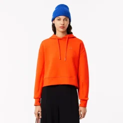 Lacoste Short Cut Cotton Hoodie in Orange
