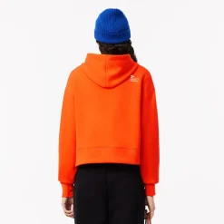 Lacoste Short Cut Cotton Hoodie in Orange