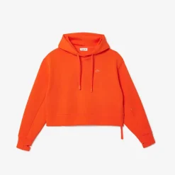 Lacoste Short Cut Cotton Hoodie in Orange
