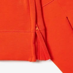 Lacoste Short Cut Cotton Hoodie in Orange