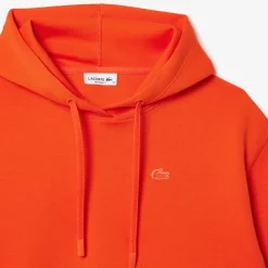 Lacoste Short Cut Cotton Hoodie in Orange
