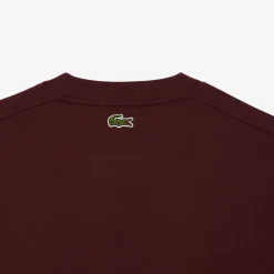 Lacoste Signiature Print Cotton T-Shirt in red maroon