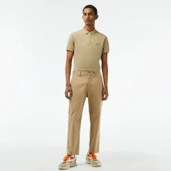 Lacoste Skinny Fit Stretch Cotton Chinos in Brown
