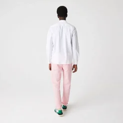 Lacoste Slim Fit Concealed Placket Poplin Shirt in White