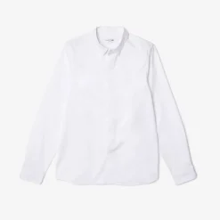 Lacoste Slim Fit Concealed Placket Poplin Shirt in White