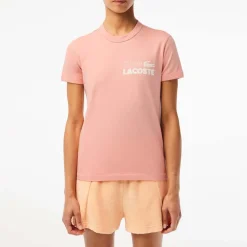 Lacoste Slim Fit Organic Cotton Jersey T-Shirt in Pink