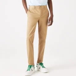 Lacoste Slim Fit Stretch Cotton Chinos in Beige