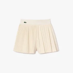 Lacoste Sport Pleated Lined Tennis Shorts in Cream
