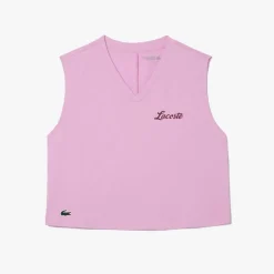 Lacoste Sport Ultra Dry Cotton Sport Crop Top in Pink