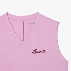Lacoste Sport Ultra Dry Cotton Sport Crop Top in Pink