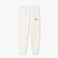 Lacoste Straight Leg Embroidered Sweatpants in Cream