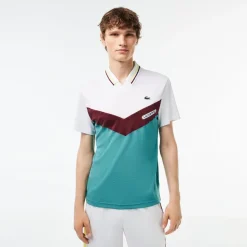 Lacoste Tennis X Danii Medvedev Seamless Polo Shirt in White blue