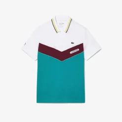 Lacoste Tennis X Danii Medvedev Seamless Polo Shirt in White blue