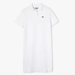 Lacoste Trumpet Sleeve Piqué Polo Dress in White