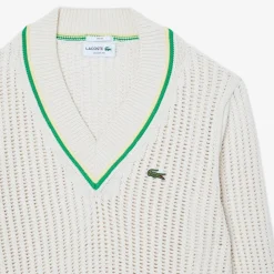 Lacoste V-Neck Regular Fit Sweater in White