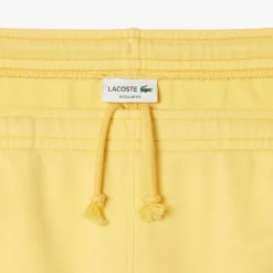 Lacoste Washed Effect Printed Fleece Shorts in Yellow