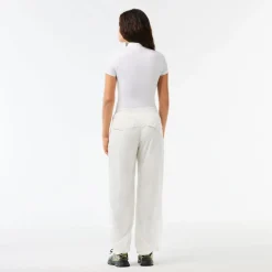 Lacoste Wide Leg Nylon Track Pants in White
