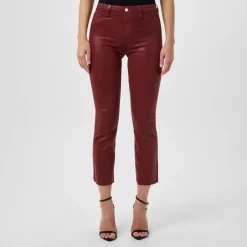 LAgence Kenrda Coated Cropped Flare Jeans in Red