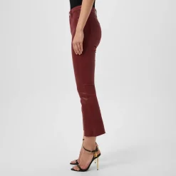 LAgence Kenrda Coated Cropped Flare Jeans in Red