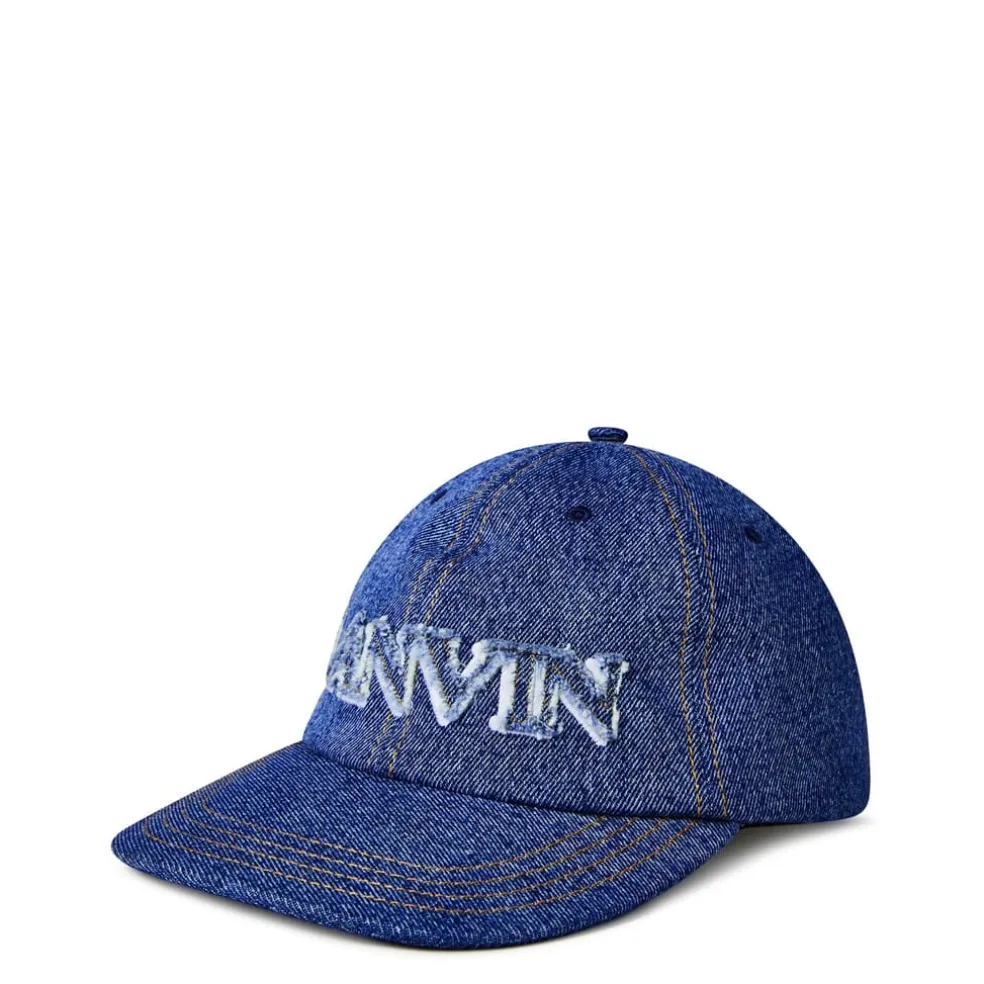 Lanvin Denim Cap with Large Logo in Blue