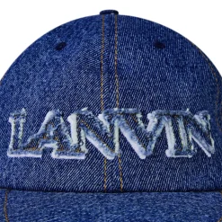 Lanvin Denim Cap with Large Logo in Blue