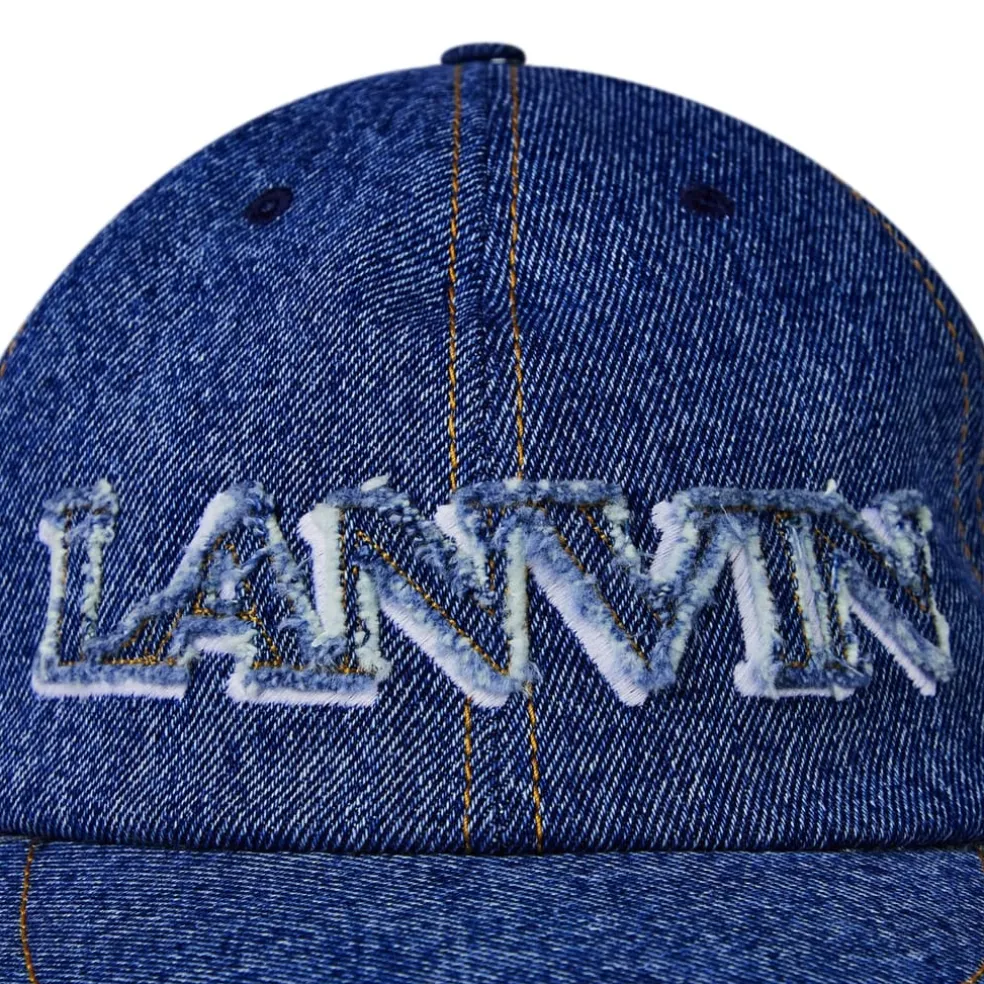 Lanvin Denim Cap with Large Logo in Blue