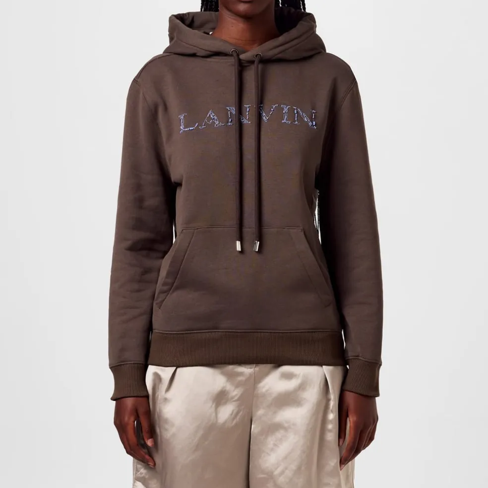 Lanvin Hooded Logo Sweatshirt in Brown