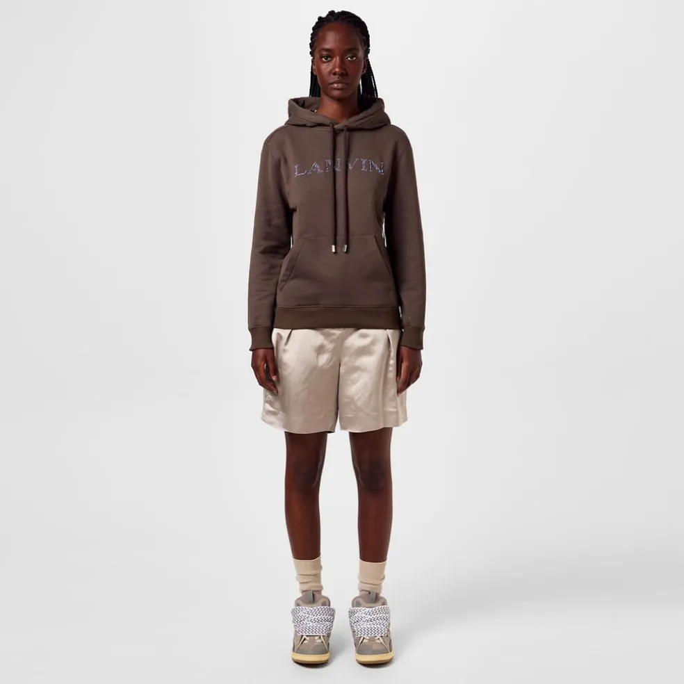 Lanvin Hooded Logo Sweatshirt in Brown