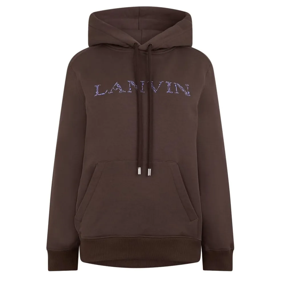 Lanvin Hooded Logo Sweatshirt in Brown