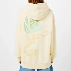 Lanvin Hooded Patch Relaxed Sweatshirt in Cream