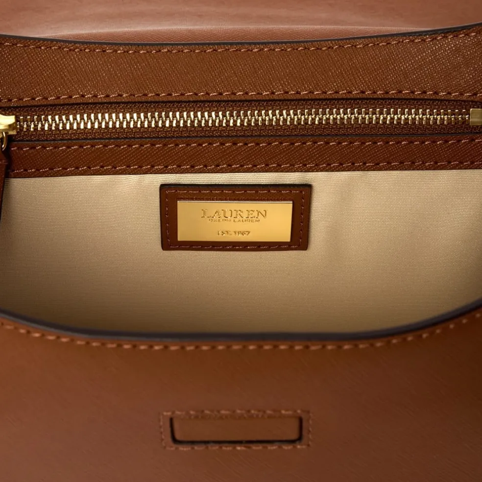 Lauren by Ralph Lauren Crosshatch Medium Schylar Shoulder Handbag with Detachable Strap in Brown