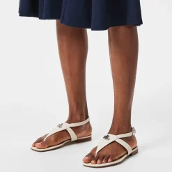 Lauren by Ralph Lauren Everley Toe Post Flatform Sandals in White