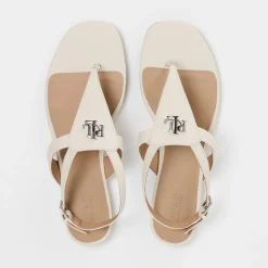 Lauren by Ralph Lauren Everley Toe Post Flatform Sandals in White