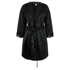 Lauren by Ralph Lauren Trim Satin Robe in Black