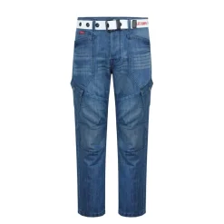 Lee Cooper Mens Belted Cargo Jeans in Blue