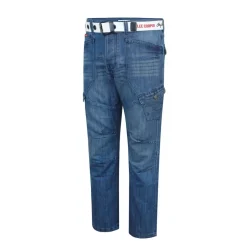 Lee Cooper Mens Belted Cargo Jeans in Blue
