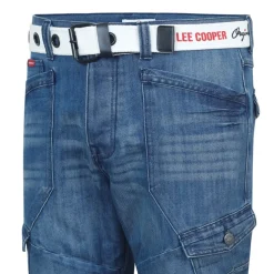Lee Cooper Mens Belted Cargo Jeans in Blue