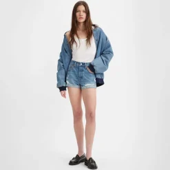 Levis 501 High Rise Selvedge Shorts in Denim
