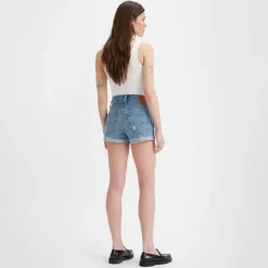 Levis 501 High Rise Selvedge Shorts in Denim