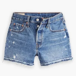 Levis 501 Original Micro Damage Shorts in Blue
