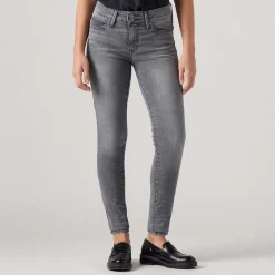 Levis 711 Skinny Fit Double Button Jeans in Light Grey