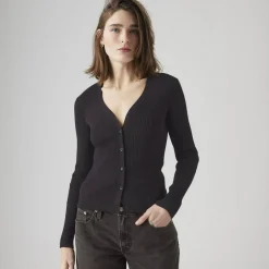 Levis Caviar V-Neck Slim Fit Cardigan in Black