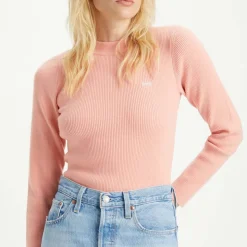 Levis Crew Neck Rib Sweater in Pink
