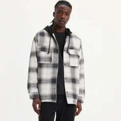 Levis Hooded Jack Worker Overshirt in Grey